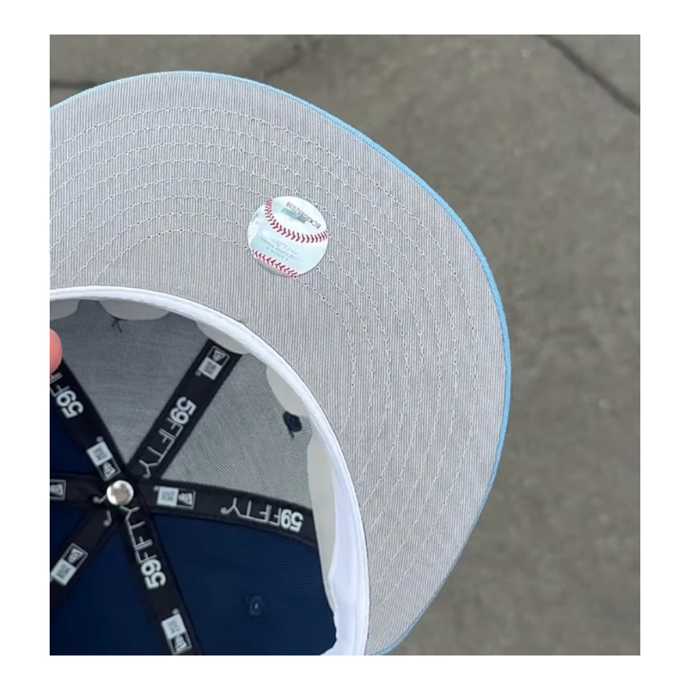 Los Angeles Dodgers Navy and Icy Blue 2Tone 2024 WS Champions Patch Grey UV New Era 59FIFTY Fitted Hat