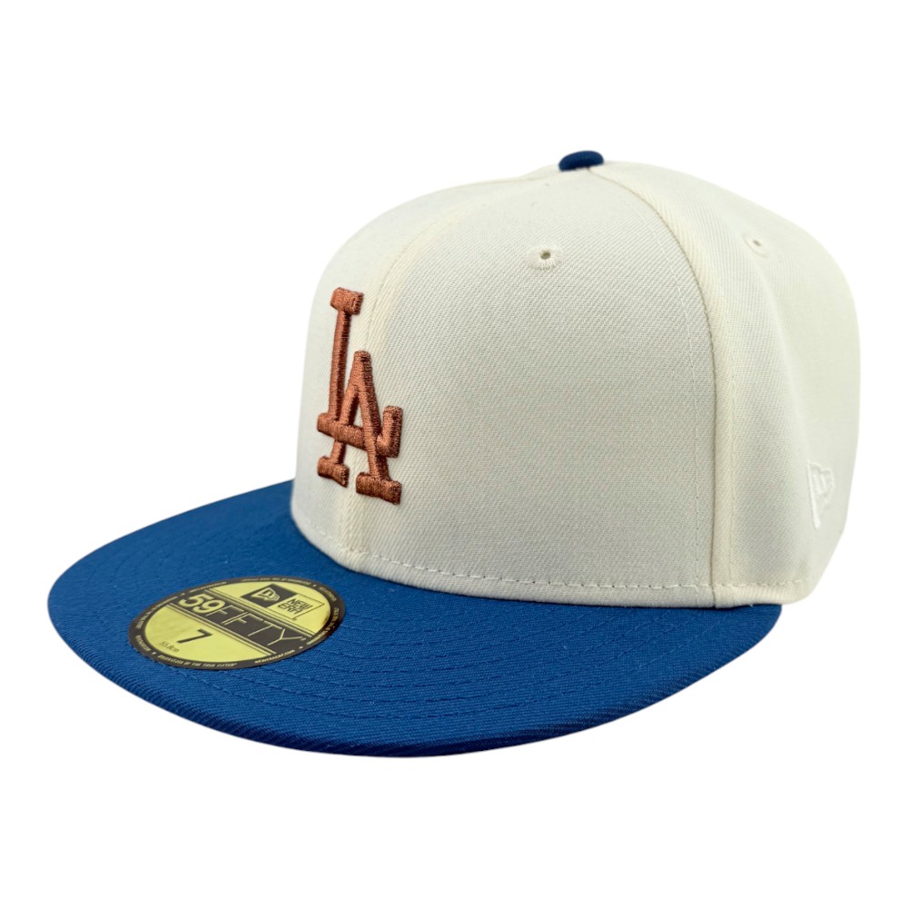 Los Angeles Dodgers Chrome and Seashore Blue with Copper Logo 50th Anniversary Patch Grey UV New Era 59FIFTY Fitted Hat