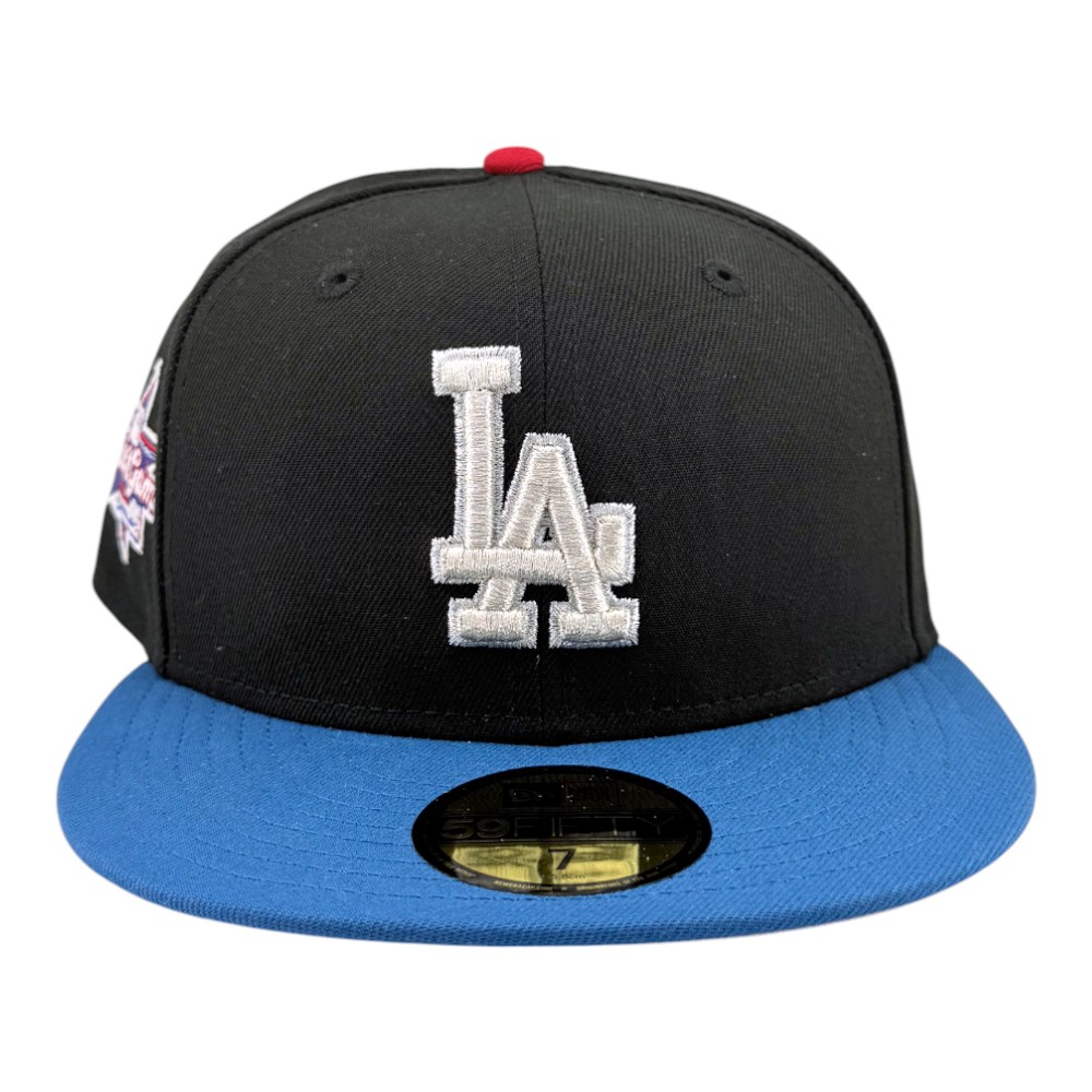 Los Angeles Dodgers Black and Seashore Blue 2025 Atlanta ASG Patch Grey UV New Era 59FIFTY Fitted Hat
