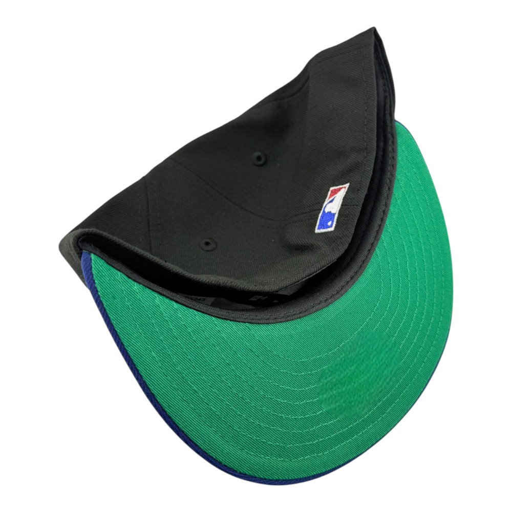 Los Angeles Dodgers Black and Royal Script 50th Anniversary Patch Green UV New Era 59FIFTY Fitted Hat