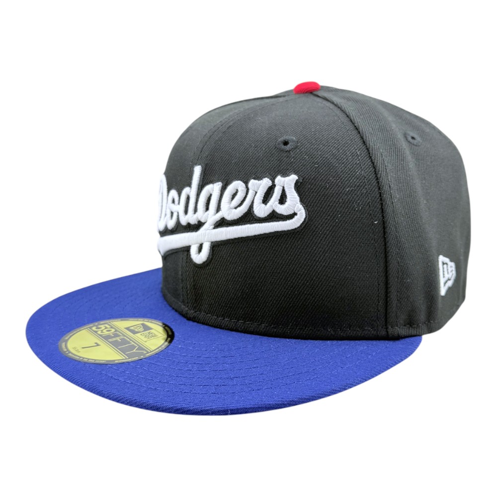 Los Angeles Dodgers Black and Royal Script 50th Anniversary Patch Green UV New Era 59FIFTY Fitted Hat