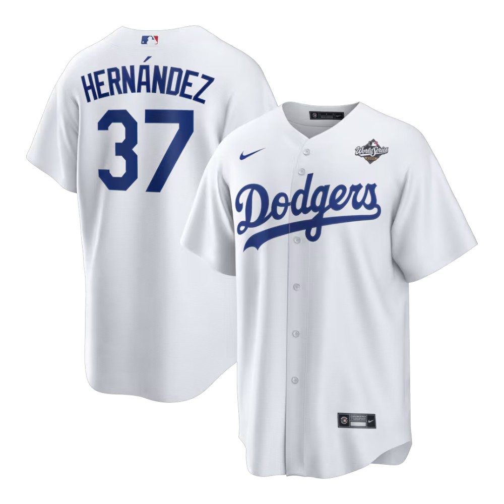 Los Angeles Dodgers Teoscar Hernandez White 2025 World Series Home