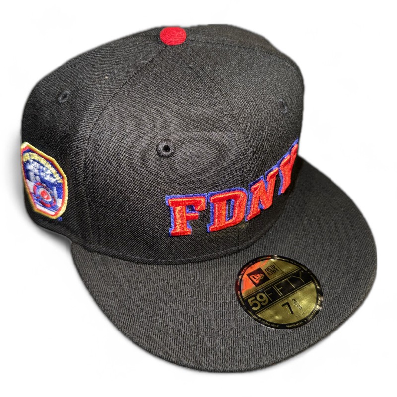 FDNY Black and Red Badge Patch Gray UV New Era 59FIFTY Fitted Hat
