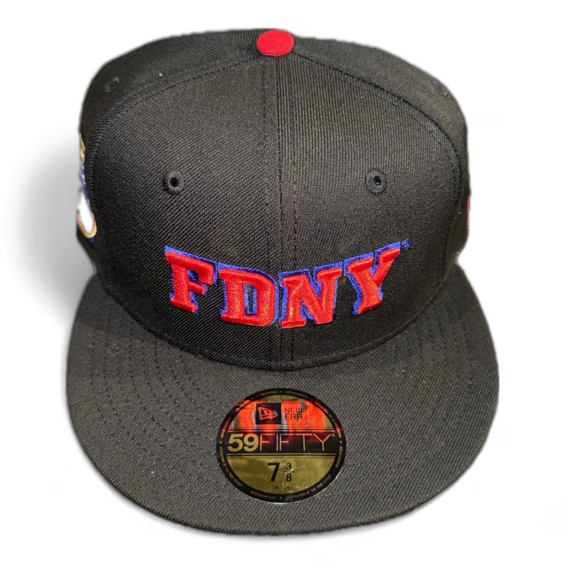 FDNY Black and Red Badge Patch Gray UV New Era 59FIFTY Fitted Hat