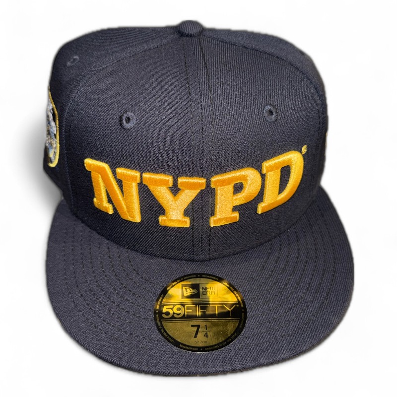 NYPD Navy and Yellow Badge Patch Gray UV New Era 59FIFTY Fitted Hat