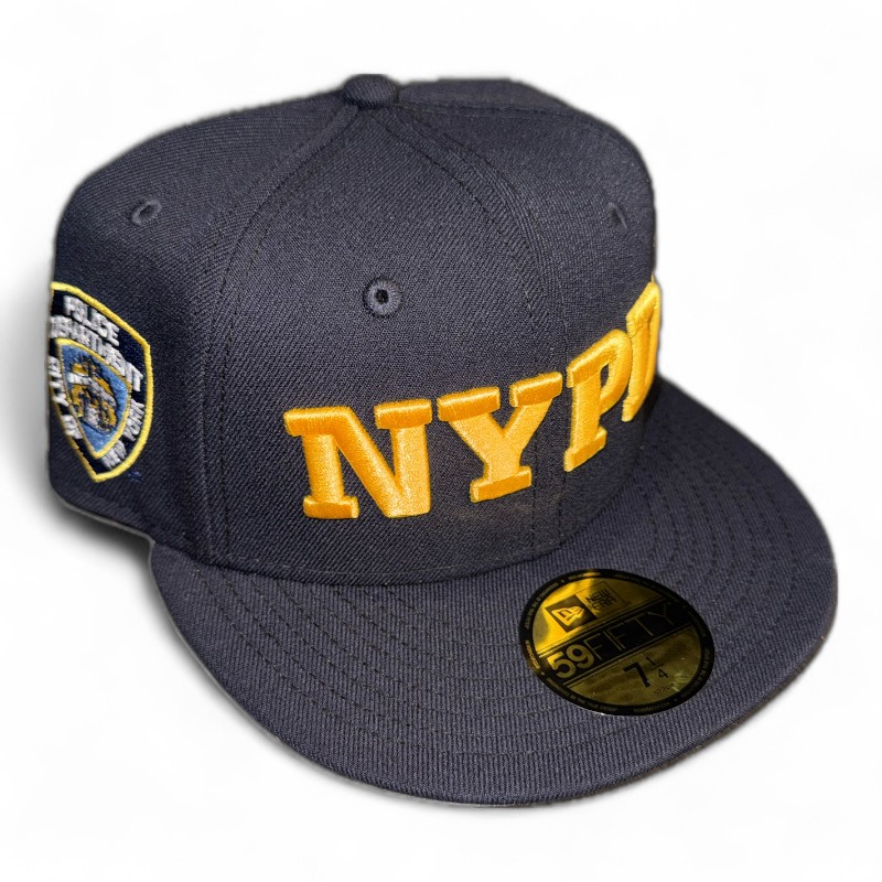 NYPD Navy and Yellow Badge Patch Gray UV New Era 59FIFTY Fitted Hat