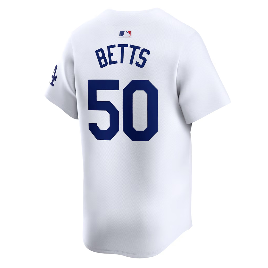 Los Angeles Dodgers Mookie Betts 2025 World Series Patch White Home Nike Limited Player Jersey