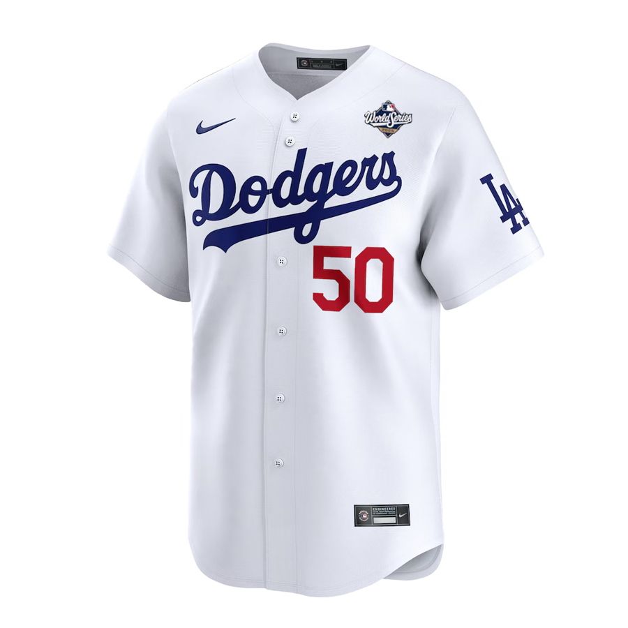Los Angeles Dodgers Mookie Betts 2025 World Series Patch White Home Nike Limited Player Jersey