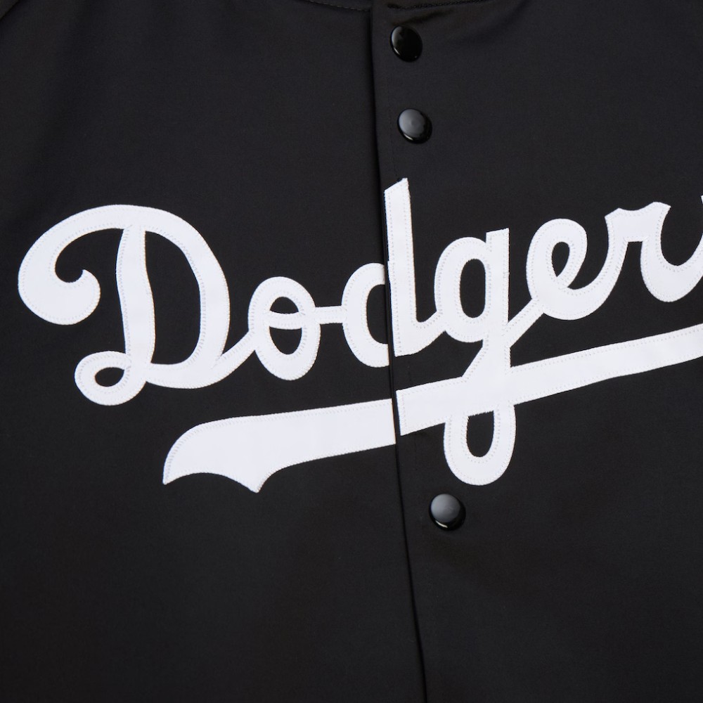 Los Angeles Dodgers Black Lightweight Satin Raglan Full-Snap Mitchell & Ness Jacket
