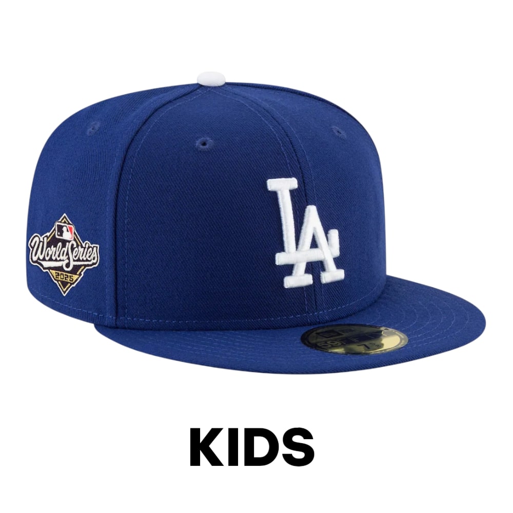 Kids Los Angeles Dodgers Royal Blue 2025 World Series Patch New Era 59FIFTY Fitted Hat