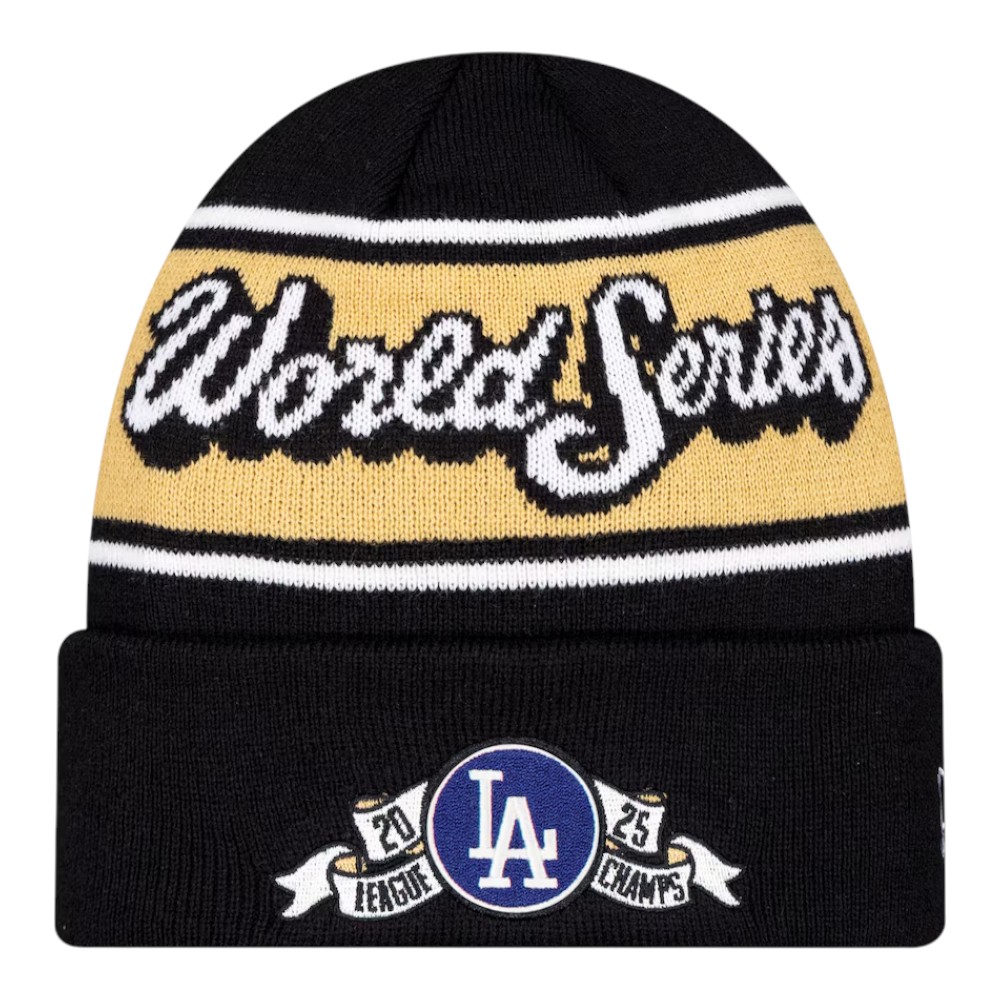 Los Angeles Dodgers Black 2025 National League Champions Locker Room New Era Cuffed Knit Hat