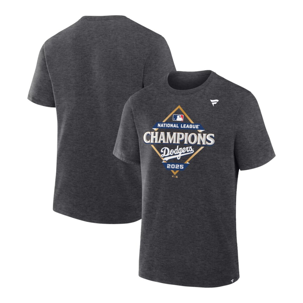 Los Angeles Dodgers Heather Charcoal Fanatics 2025 National League Champions Locker Room T-Shirt