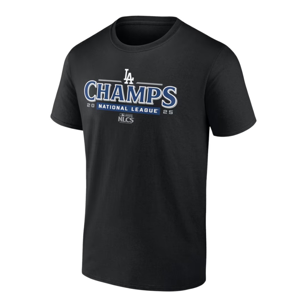 Los Angeles Dodgers Black 2025 National League Champions Bloop Single Roster T-Shirt