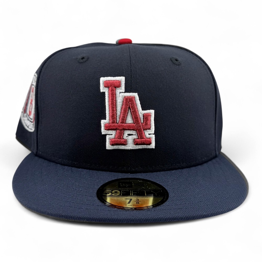 Los Angeles Dodgers Navy Sneaky Two Tone 8x WS Champs Patch Grey UV New Era 59FIFTY Fitted Hat