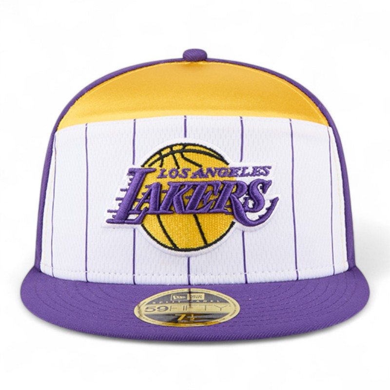 Los Angeles Lakers Purple and White Tip Off NBA 59FIFTY Split Panel New Era Fitted Hat