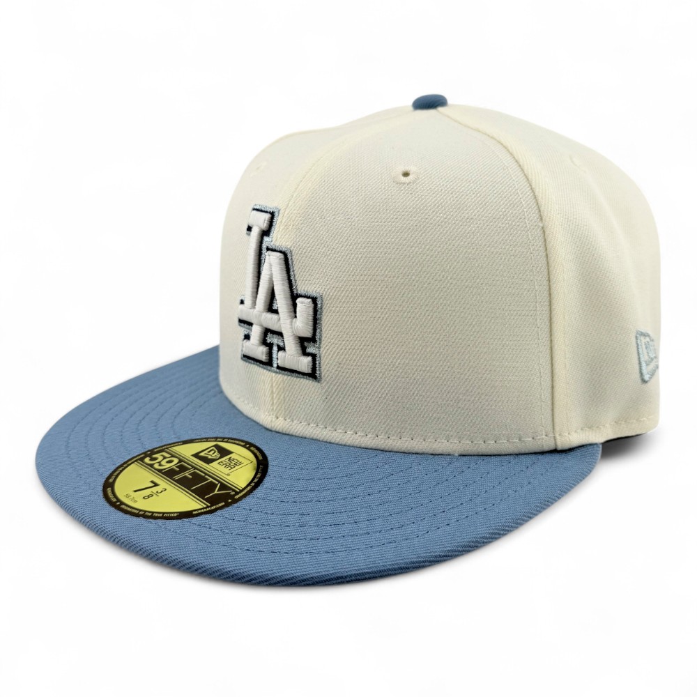 Los Angeles Dodgers Chrome and Faded Blue Viva Patch Grey UV New Era 59FIFTY Fitted Hat