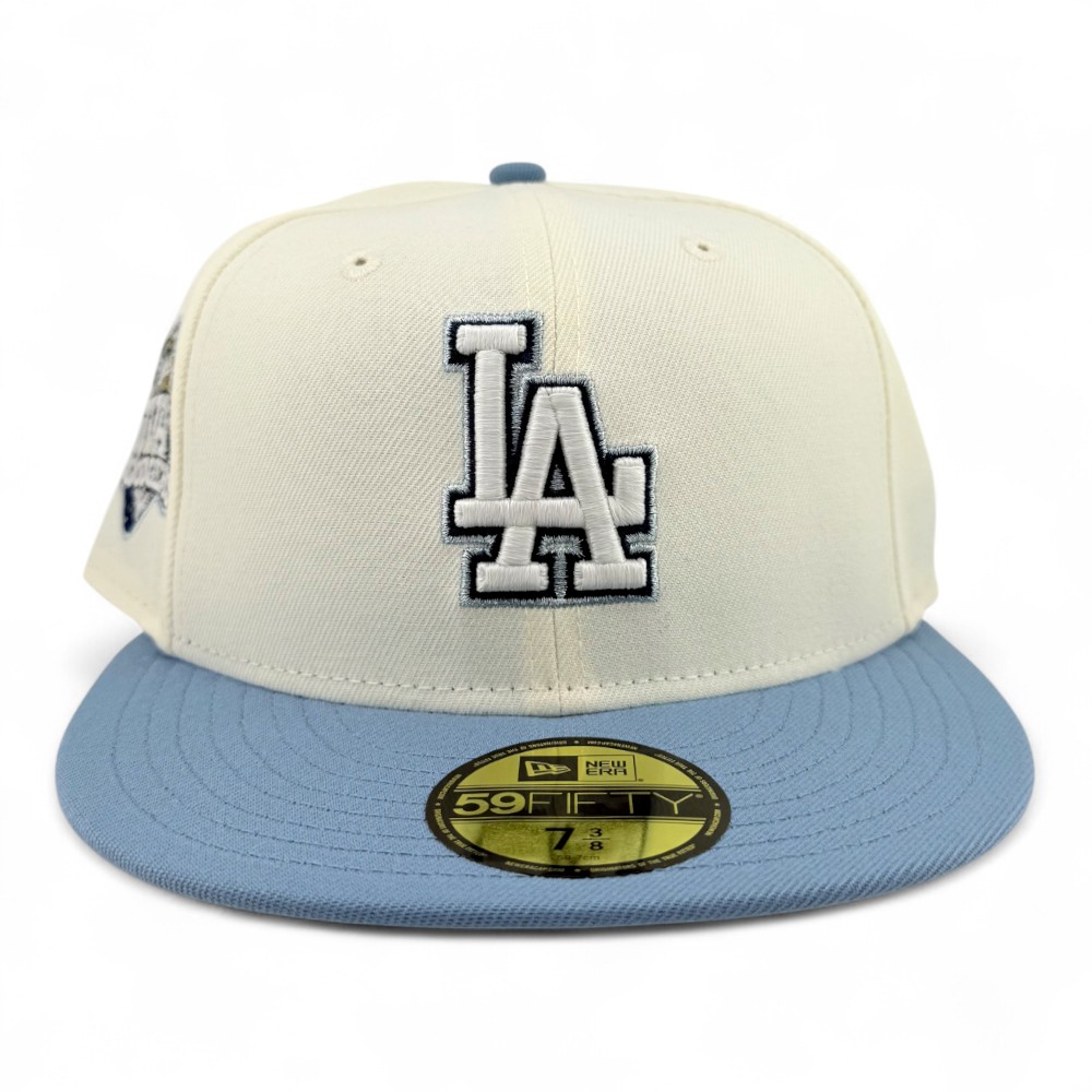 Los Angeles Dodgers Chrome and Faded Blue Viva Patch Grey UV New Era 59FIFTY Fitted Hat
