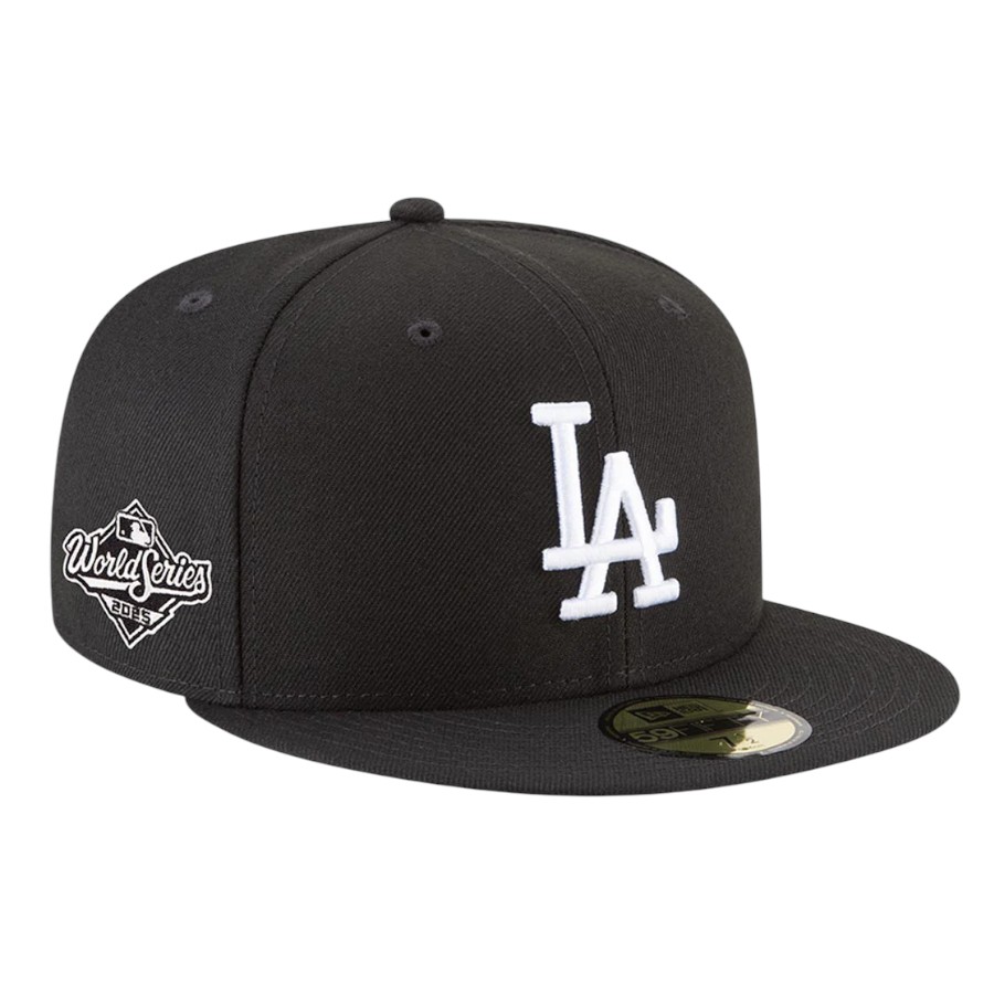 Los Angeles Dodgers Black and White 2025 World Series Patch Grey UV New Era 59FIFTY Fitted Hat
