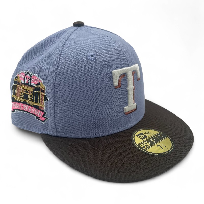 Texas Rangers Lavender and Walnut Final Stadium Patch Gray UV New Era 59FIFTY Fitted Hat