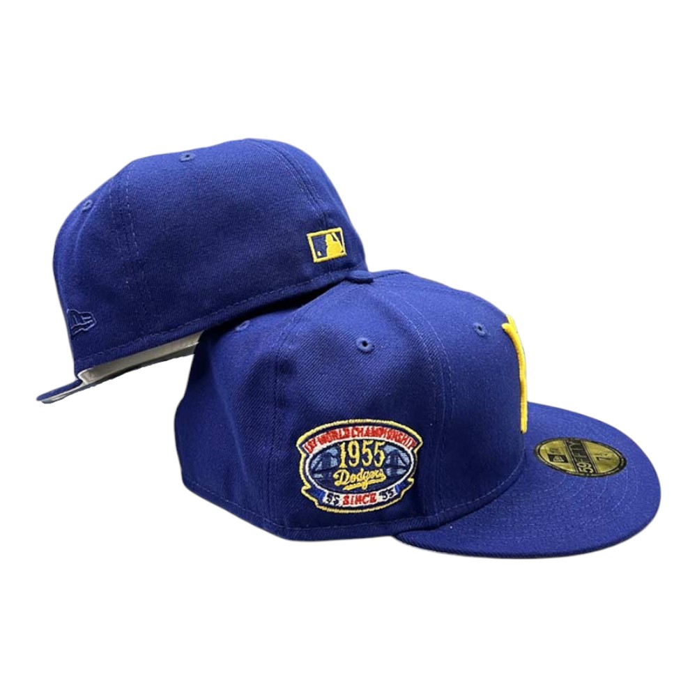 Brooklyn Dodgers Royal Blue with Gold "B" First World Series 1955 Patch Grey UV 59FIFTY Fitted Hat