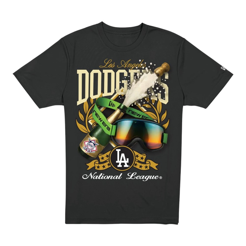 Los Angeles Dodgers Black "Pop Champagne" National League Champs New Era T-Shirt