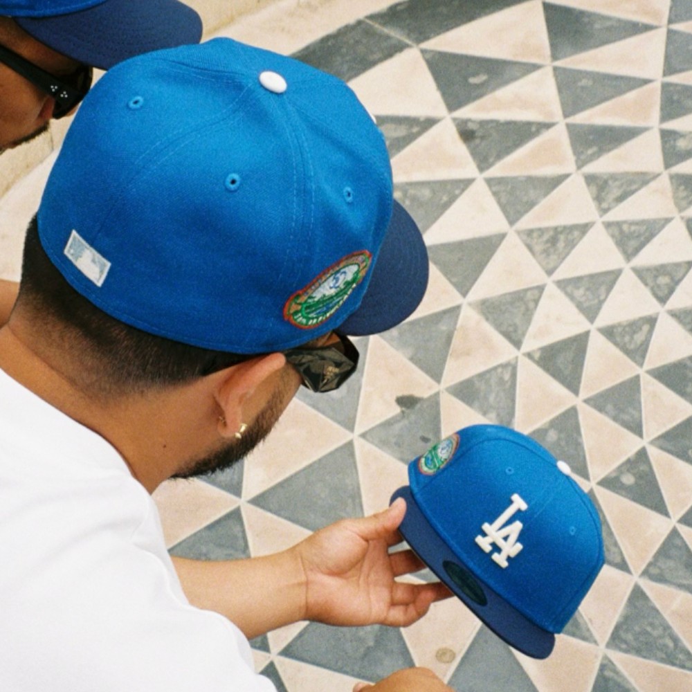 Los Angeles Dodgers Blue Two Tone "Getty" 50th Anniversary Side Patch Grey UV New Era 59FIFTY Fitted Hat