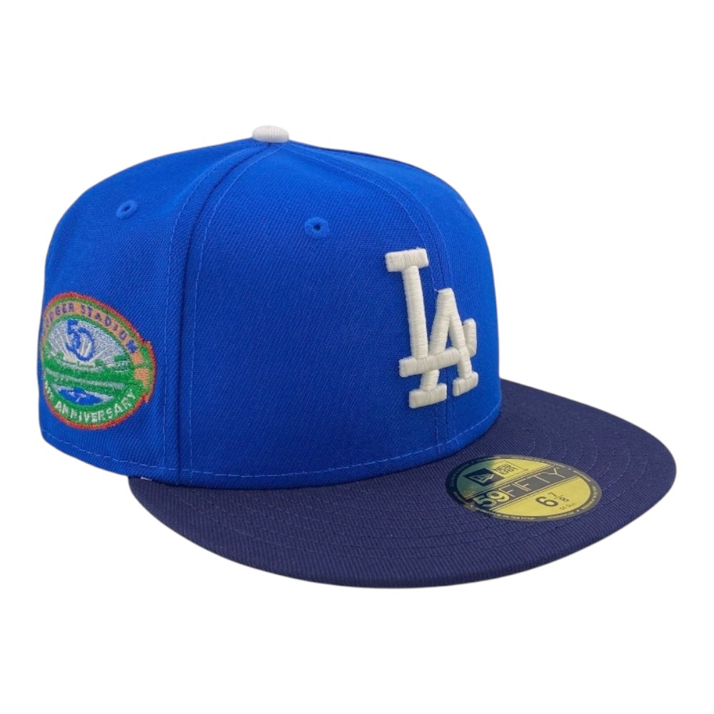 Los Angeles Dodgers Blue Two Tone "Getty" 50th Anniversary Side Patch Grey UV New Era 59FIFTY Fitted Hat