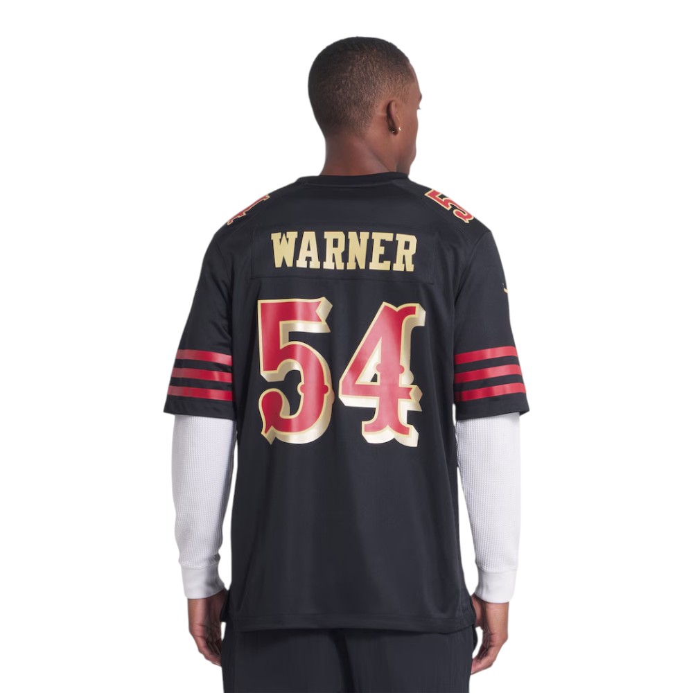 San Francisco 49ers Fred Warner Black 2025 Rivalries Collection Nike Game Jersey