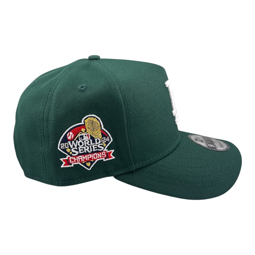 Los Angeles Dodgers Dark Green 2024 WS Champs Patch Grey UV New Era 9FIFTY A-Frame Snapback Hat