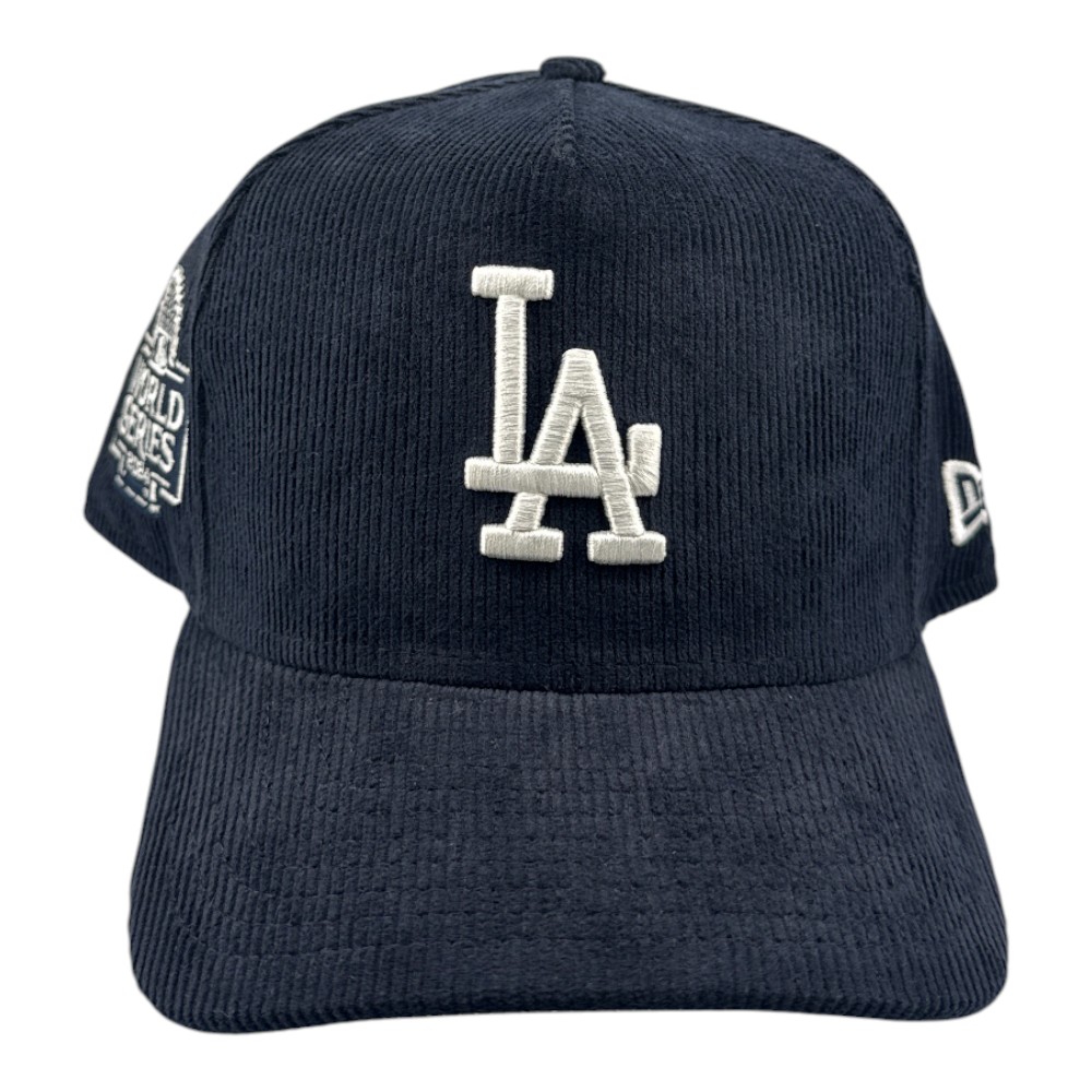 Los Angeles Dodgers Navy Corduroy 2024 WS Patch Grey UV New Era 9FIFTY A-Frame Snapback Hat