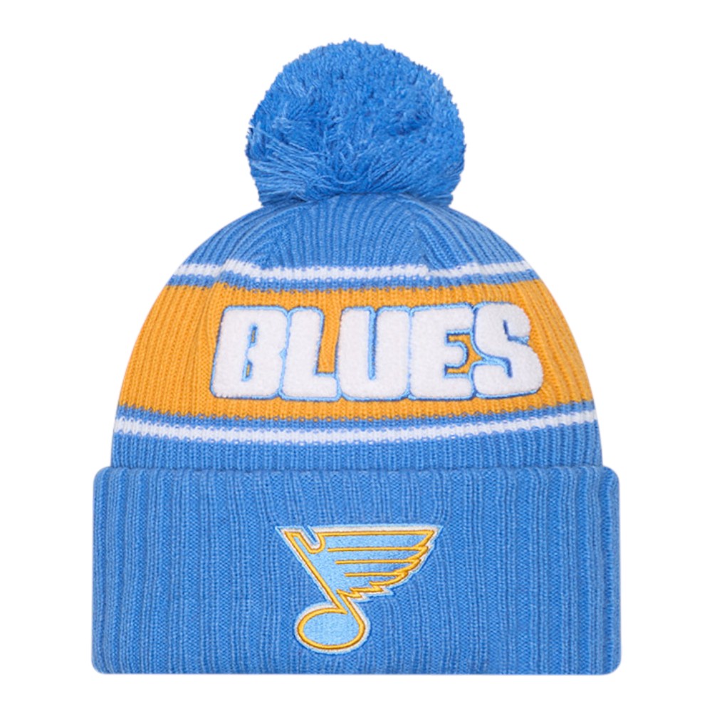 St. Louis Blues Sky Blue Bold New Era Cuffed Knit Pom Beanie Hat