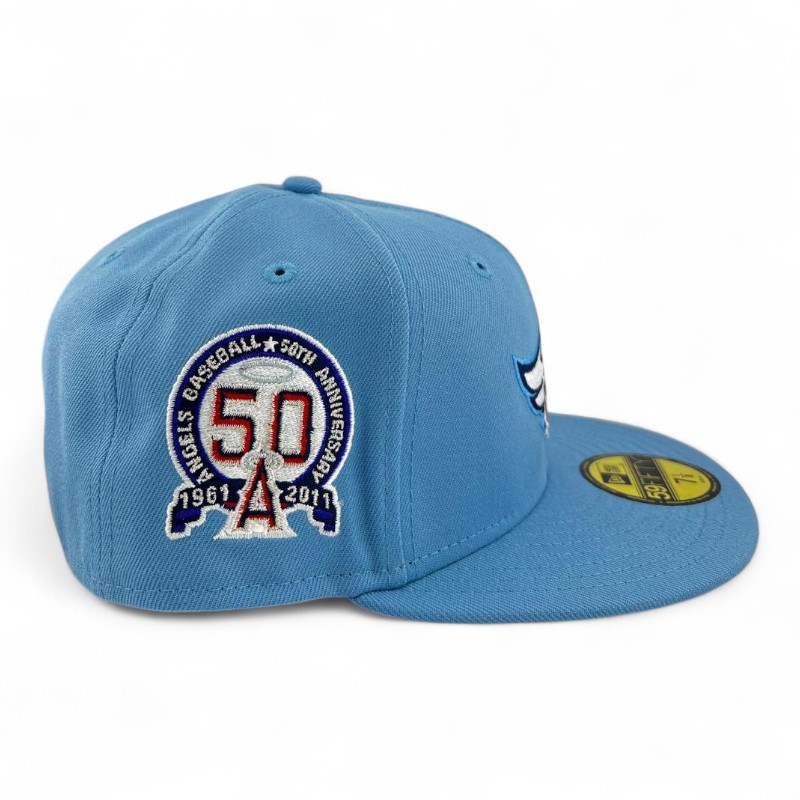 Anaheim Angels Sky Blue "Halos Collection" 50th Anniversary Patch Gray UV New Era 59FIFTY Fitted Hat