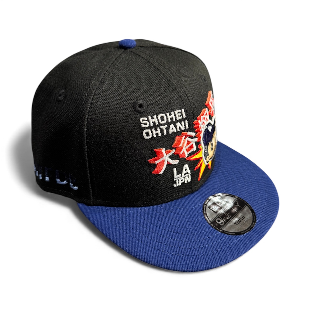 Youth Los Angeles Dodgers Black and Royal Blue Ohtani Anime ITFDB Patch Gray UV New Era 9FIFTY Snapback Hat