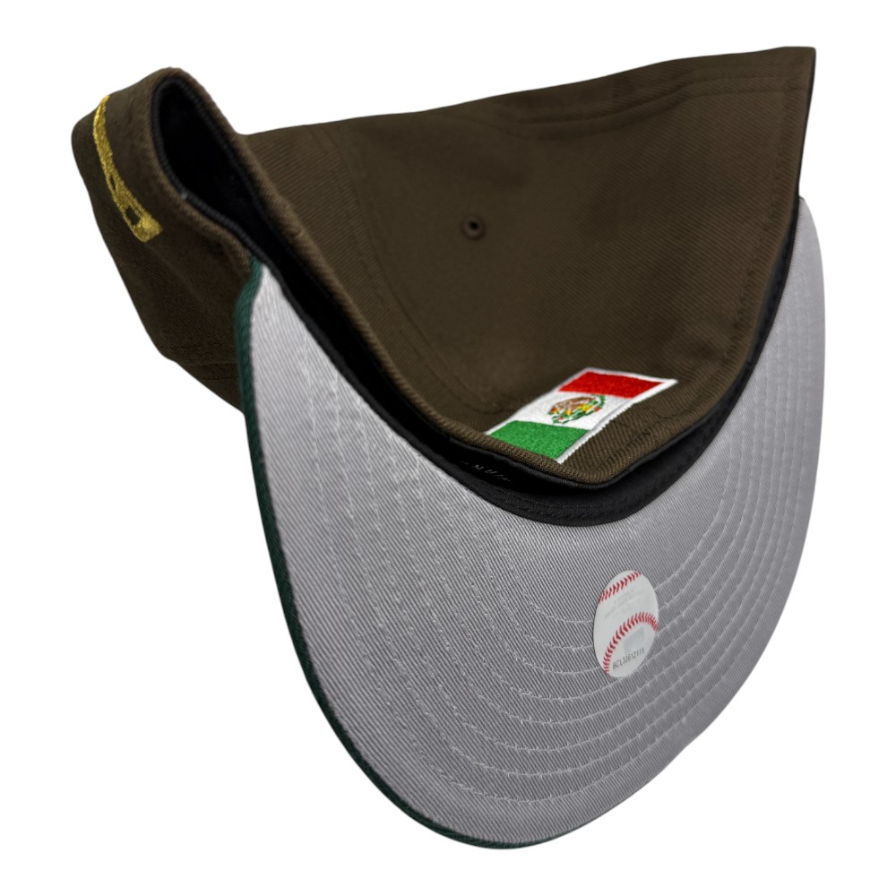 San Diego Padres Brown and Green Hecho En Mexico Eagle Patch Grey UV New Era 59FIFTY Fitted Hat