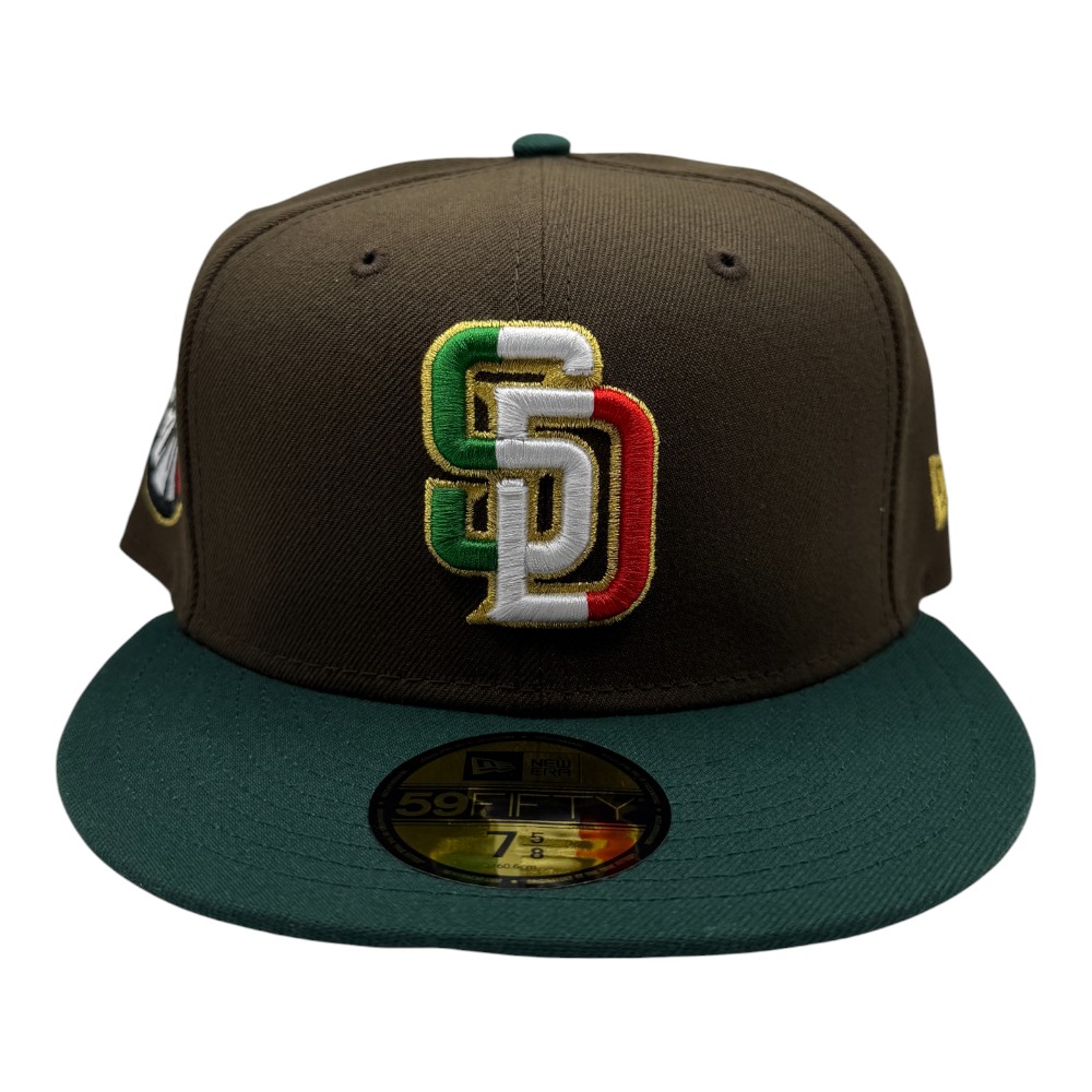 San Diego Padres Brown and Green Hecho En Mexico Eagle Patch Grey UV New Era 59FIFTY Fitted Hat