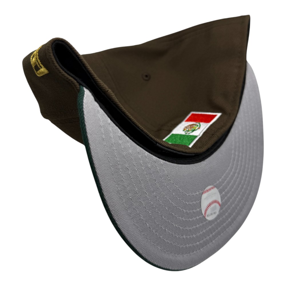 Los Angeles Dodgers Brown and Green Hecho En Mexico Eagle Patch Grey UV New Era 59FIFTY Fitted Hat