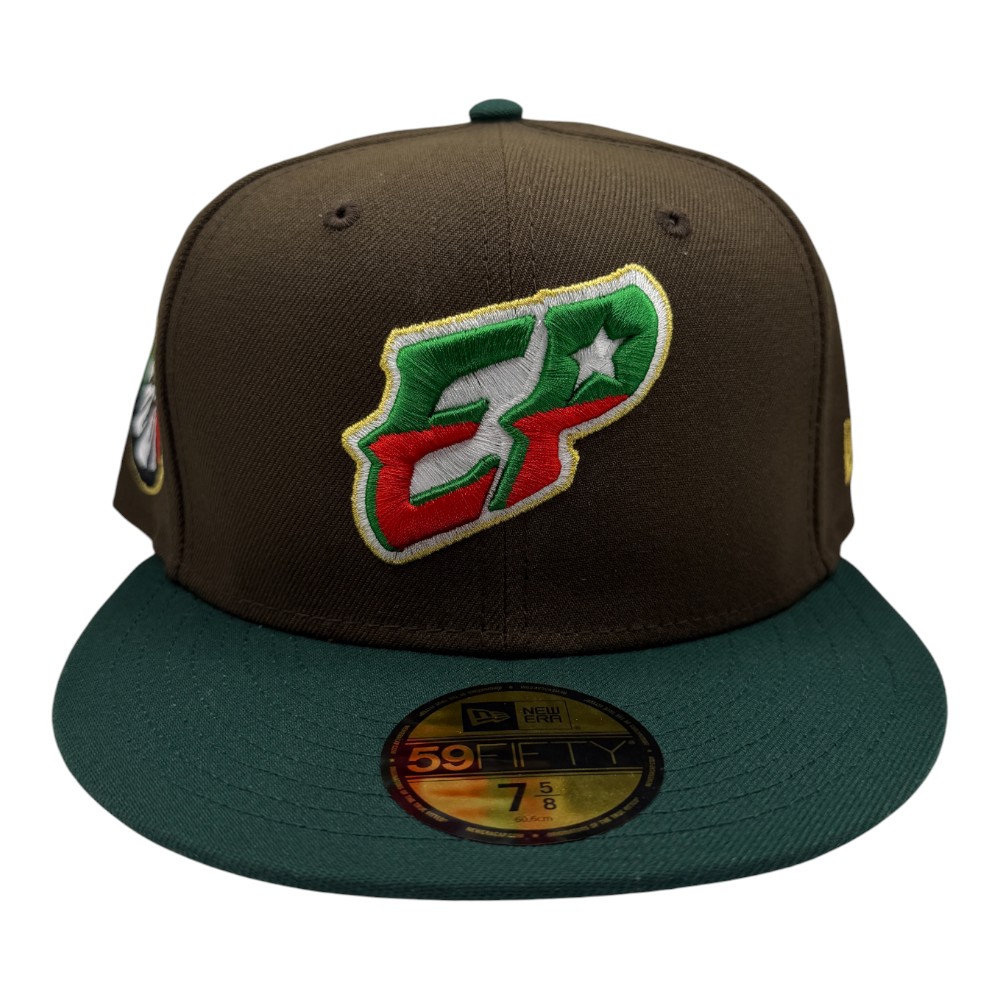 El Paso Chihuahuas Brown and Green Hecho En Mexico Eagle Patch Grey UV New Era 59FIFTY Fitted Hat
