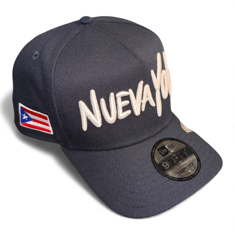 NuevaYol Navy Puerto Rico PR Flag Patch Kelly Green UV New Era A-Frame Snapback Hat