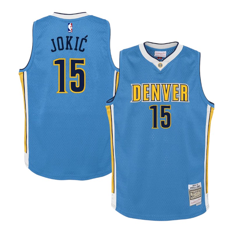 Youth Denver Nuggets Nikola Jokic Mitchell & Ness 2016-17 Hardwood Classics Swingman Light Blue Jersey