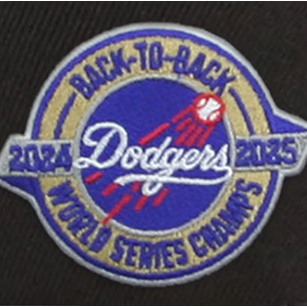 Los Angeles Dodgers All Black Back-to-Back World Series Champs Circle Patch New Era 59FIFTY Fitted Hat