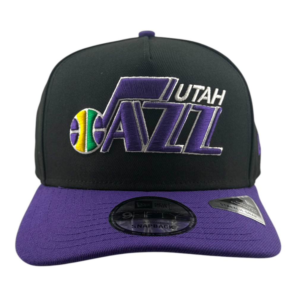 Utah Jazz Black and Purple Note Logo NBA Hardwood Classics New Era 9FIFTY A-Frame Snapback Hat