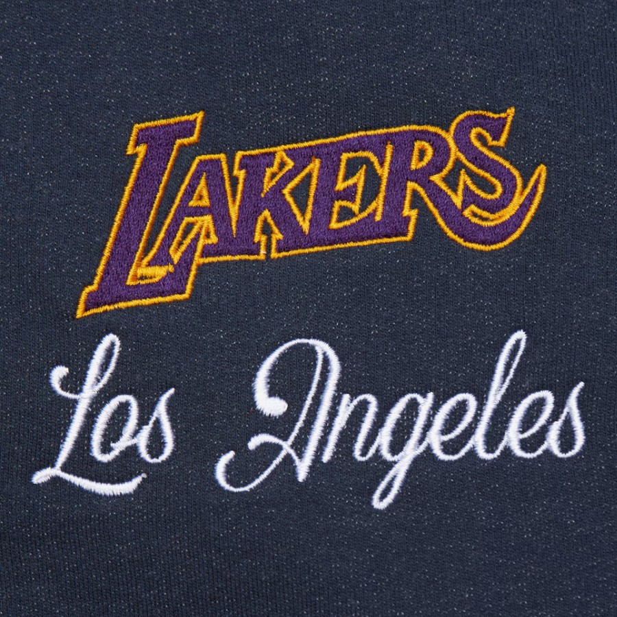 Los Angeles Lakers Navy Washed Fleece Mitchell & Ness Full-Snap Varsity Jacket