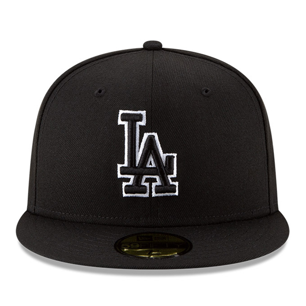 Los Angeles Dodgers Black & White Outline Back-to-Back World Series Champs Circle Patch Grey UV New Era 59FIFTY Fitted Hat