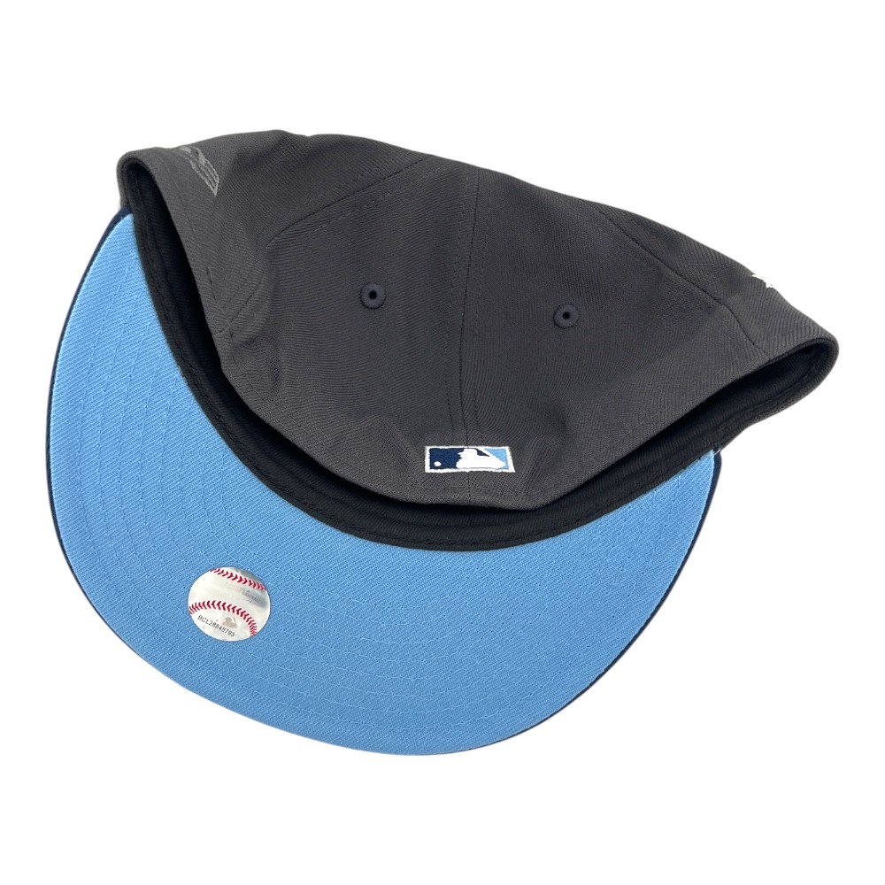 Los Angeles Dodgers Graphite and Ocean Blue Two Tone 50th Anniversary Patch Icy UV New Era 59FIFTY Fitted Hat