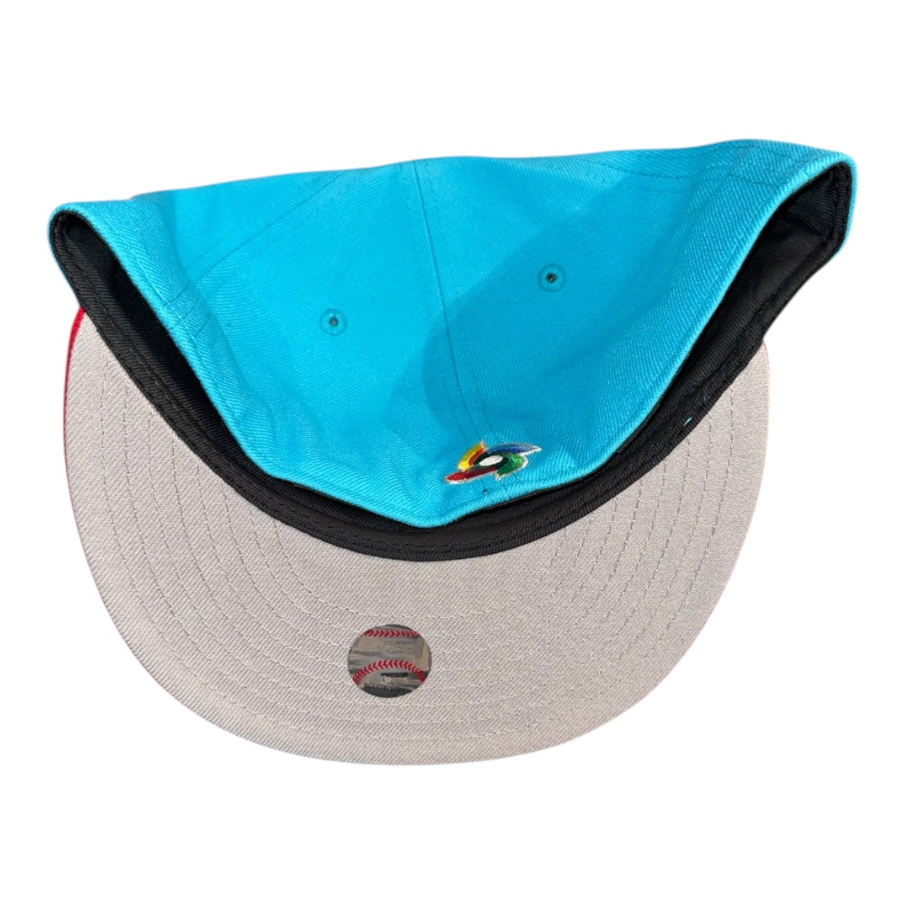 Puerto Rico Vice Blue and Scarlet Flag Patch Gray UV New Era 59FIFTY Fitted Hat