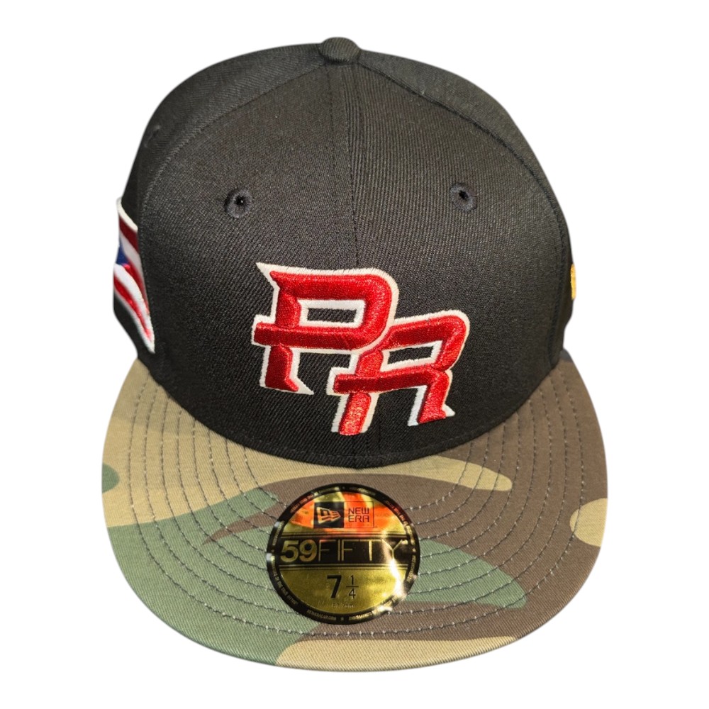 Puerto Rico Black and Camo Flag Patch Gray UV New Era 59FIFTY Fitted Hat