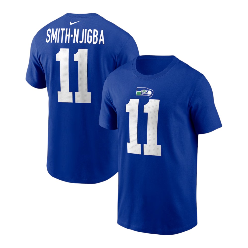 O. SMITH ユニフォーム 背番号1 ネイビー Youth Seattle Seahawks Jaxon Smith-Njigba Royal Blue Nike Name and