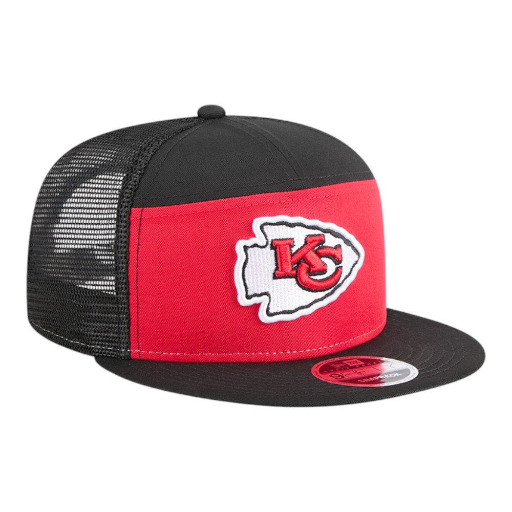 Kansas City Chiefs Black Mesh Back Outdoor New Era 9FIFTY Split Panel Snapback Hat