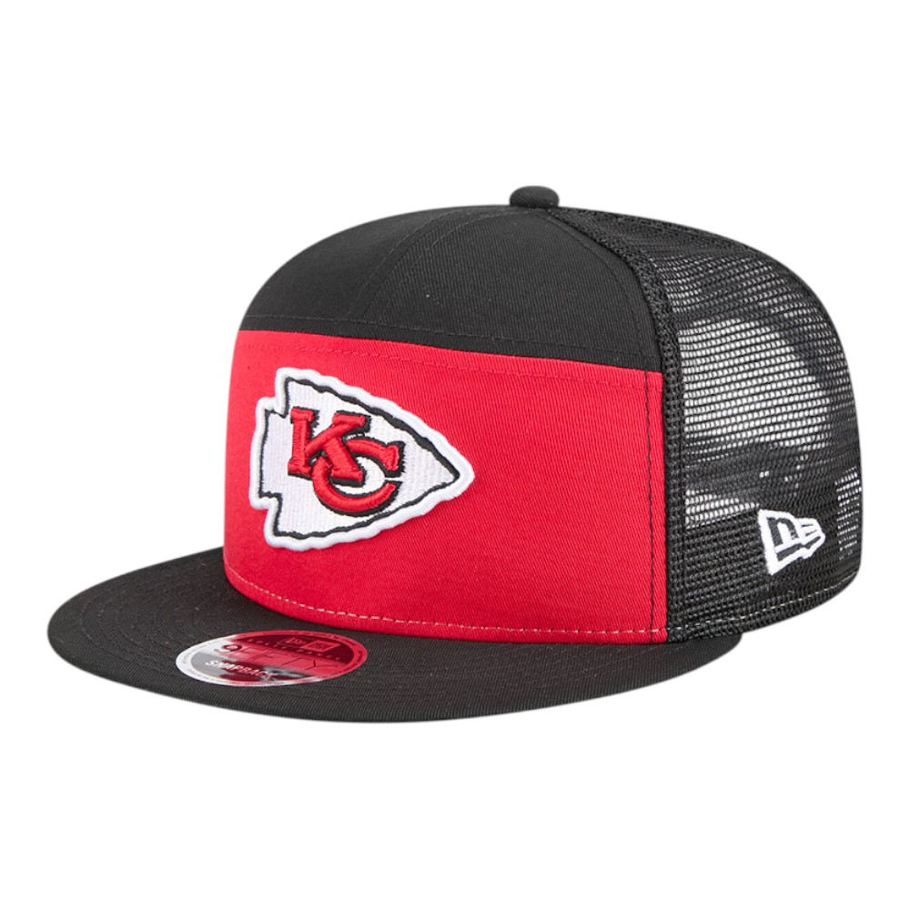Kansas City Chiefs Black Mesh Back Outdoor New Era 9FIFTY Split Panel Snapback Hat