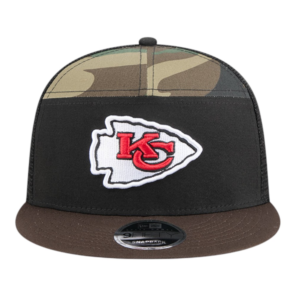 Kansas City Chiefs Camo Mesh Back Outdoor New Era 9FIFTY Split Panel Snapback Hat